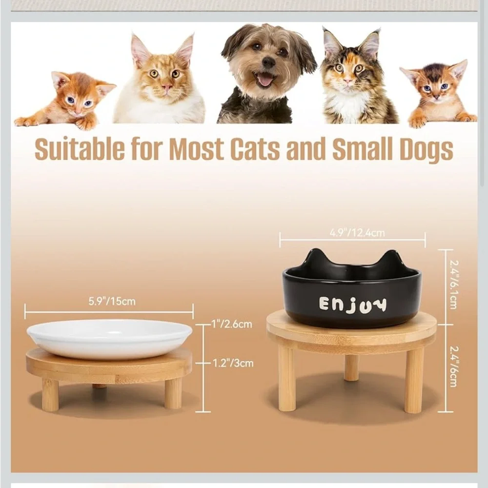 Elevated Pet Bowls with bamboo Stands